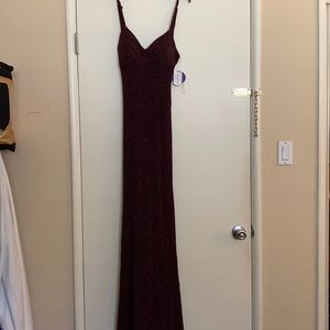Long burgundy sparkle dress